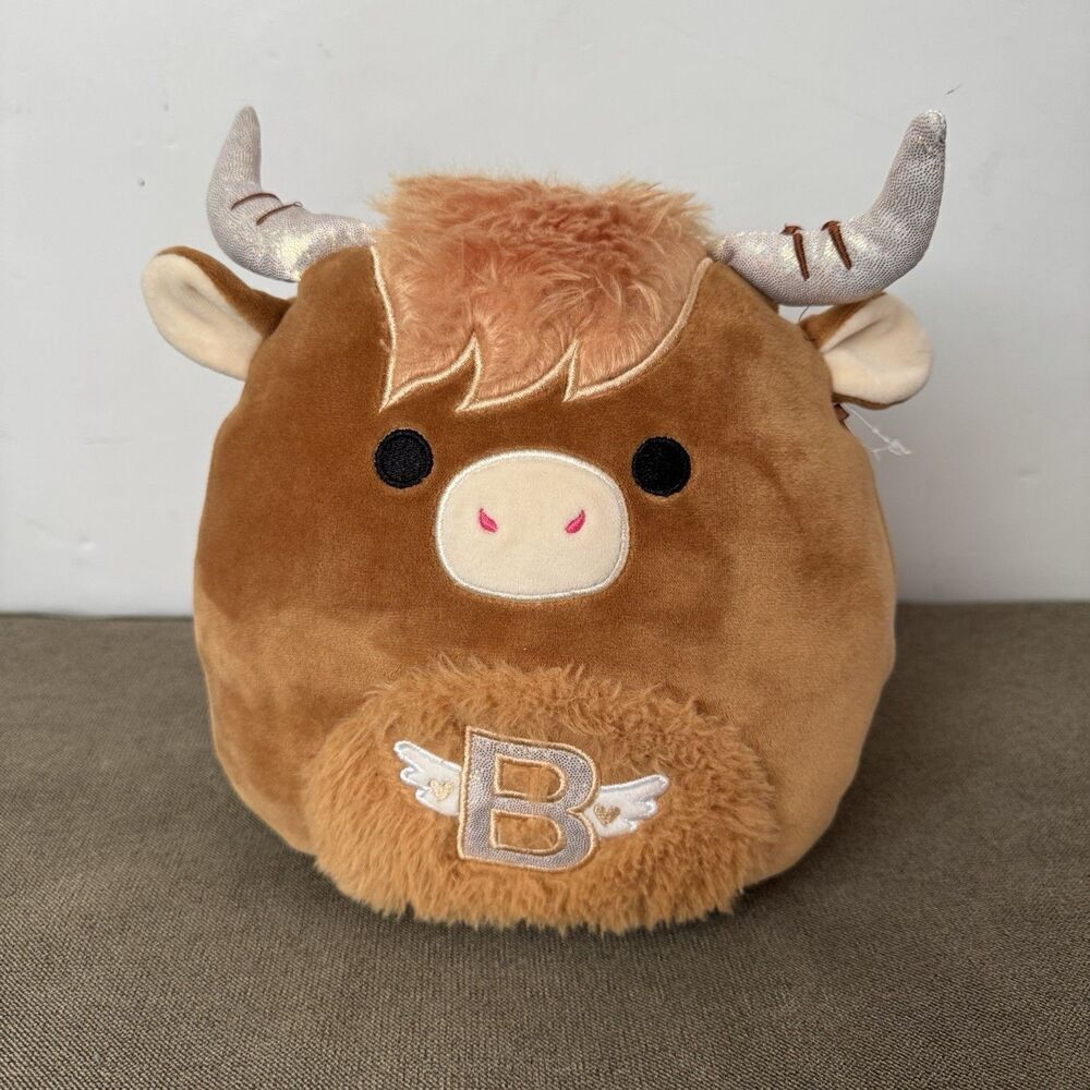 Squishmallow Wilfred Longhorn stuffed plush pillow animal Brown “B” Wings